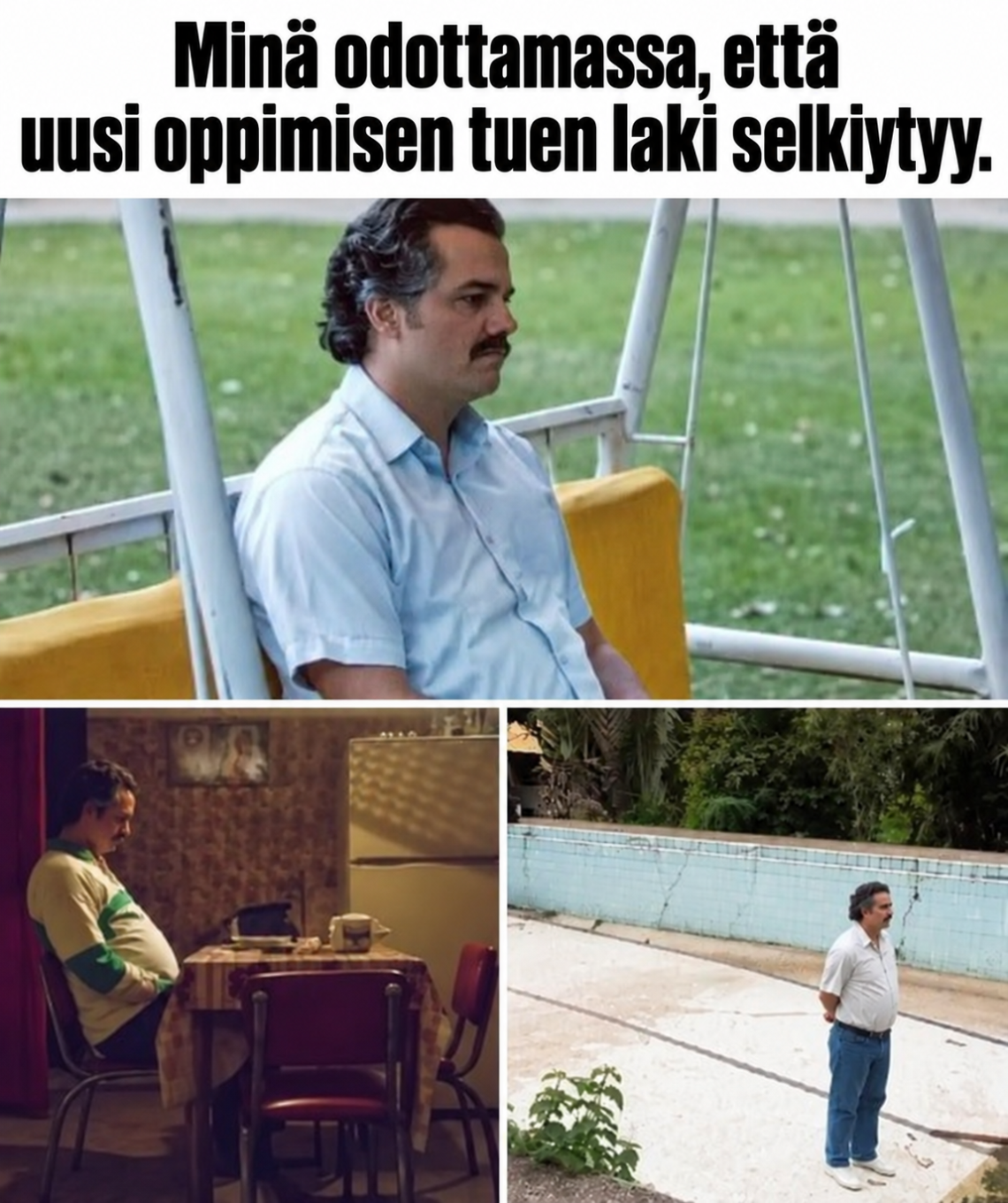 Meemi: Minä odottamassa, että uusi oppimisen tuen laki selkiytyy.